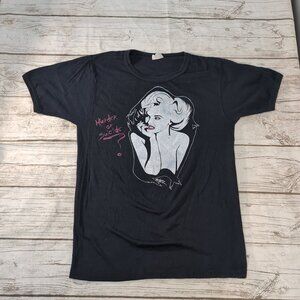 Harvey Woods Vintage Graphic Tee Black Marilyn Style Art – Unisex Medium